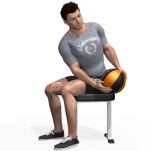 Medicine Ball Twist Throw Seated Side Video Exercise Guide