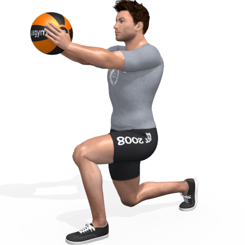 Medicine Ball Lunge Walk Press Video Exercise Guide