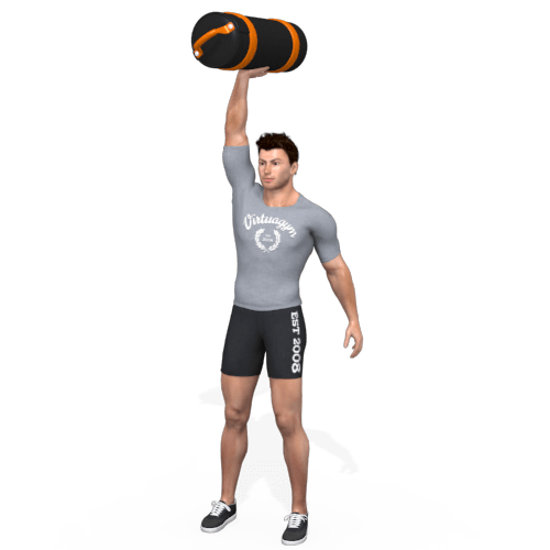 Sandbag Shoulder Press Balanced Video Exercise Guide