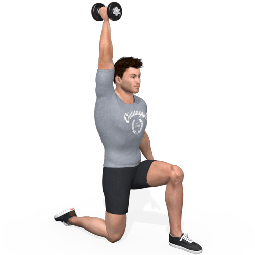 Dumbbells Kneeling Shoulder Press Video Exercise Guide