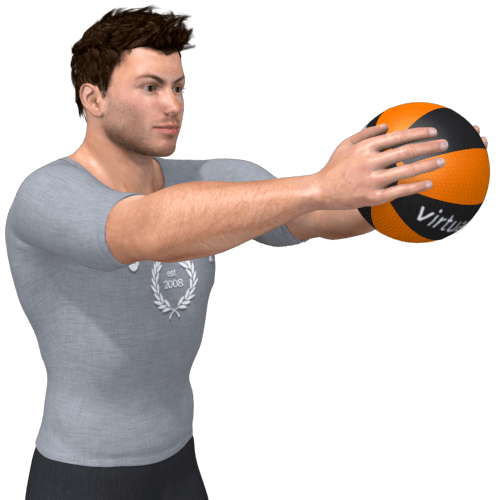 Medicine Ball Front Push Squat Video Exercise Guide
