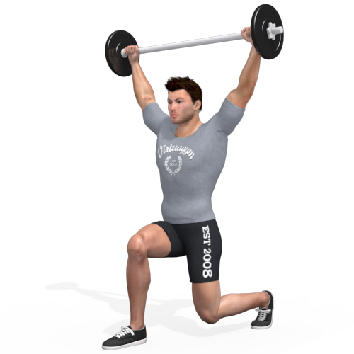 Barbell Overhead Reverse Lunge (alternating)r. Video Exercise Guide