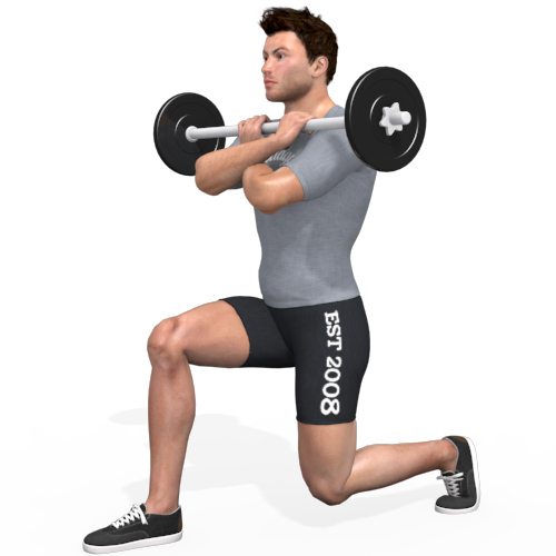 Barbell Lunge Walk Front Grip Video Exercise Guide