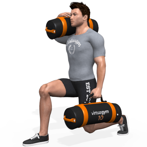 Sandbag Lunge Walk Suitcase And Shouldering Video Exercise Guide